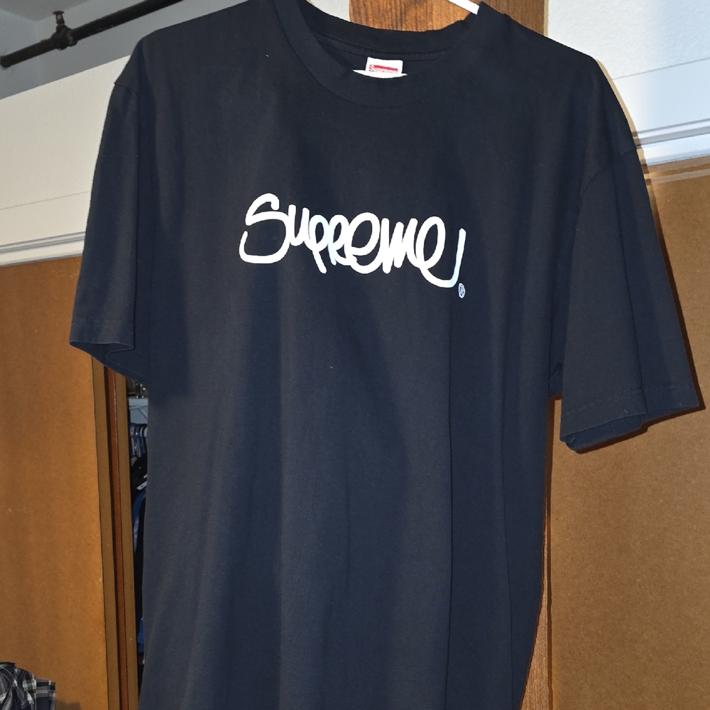 Supreme Black Tee with White Logo